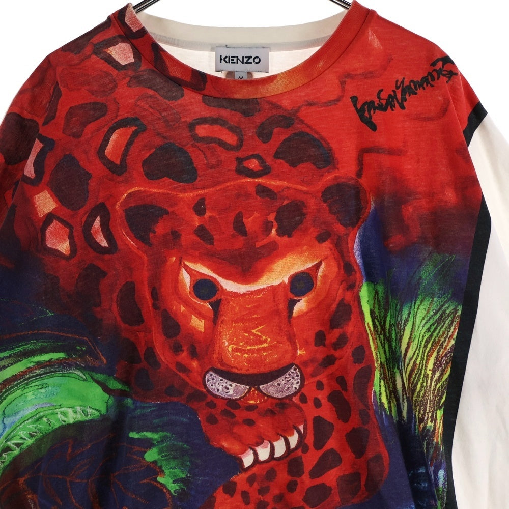 KENZO(ケンゾー) ×KANSAI YAMAMOTO 山本寛斎 レオパードドルマンスリーブ 半袖Tシャツ ホワイト FB55TS0704SJ