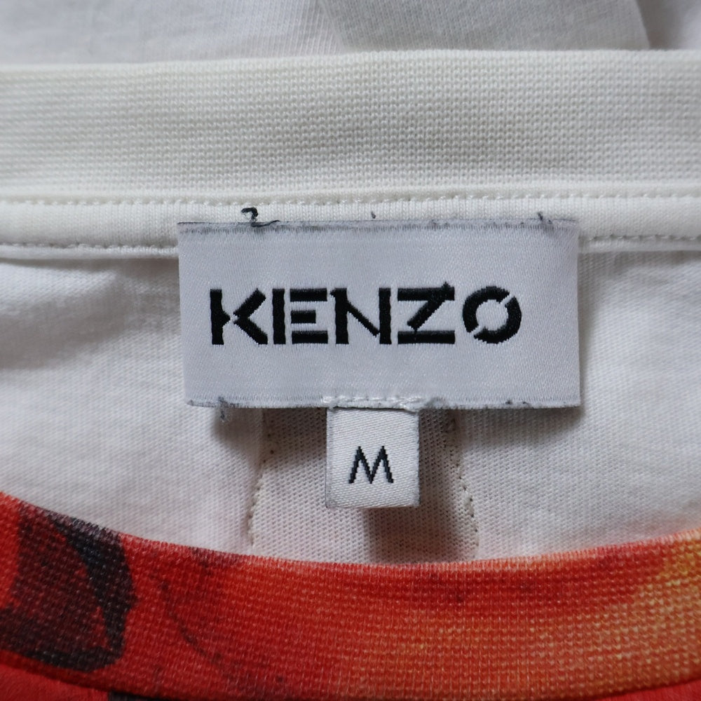 KENZO(ケンゾー) ×KANSAI YAMAMOTO 山本寛斎 レオパードドルマンスリーブ 半袖Tシャツ ホワイト FB55TS0704SJ