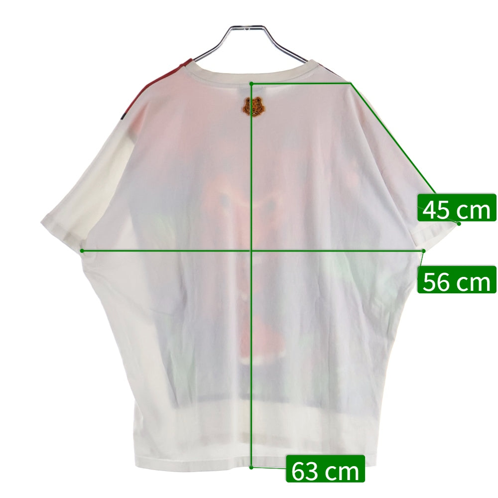 KENZO(ケンゾー) ×KANSAI YAMAMOTO 山本寛斎 レオパードドルマンスリーブ 半袖Tシャツ ホワイト FB55TS0704SJ