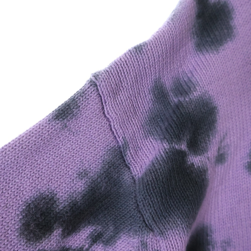 KIDILL(キディル) 24SS DESTROY RULLOVER KNIT ダメージ加工 デストロイ タイダイ クルーネックニットトレーナー パープル KL843