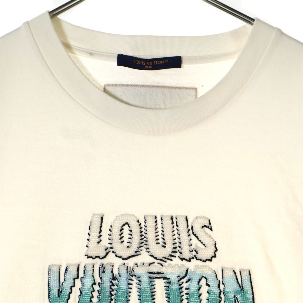 LOUIS VUITTON(ルイヴィトン) 23AW エンブロイダード ビーズ装飾 半袖Tシャツ カットソー ホワイト RM232M NPG HPY35W