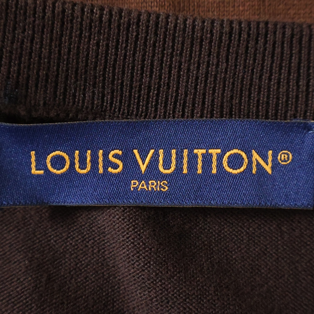 LOUIS VUITTON(ルイヴィトン) 24SS インターシャ ジャガード刺繍 半袖Tシャツ カットソー ブラウン RM241 AUR HQN83W