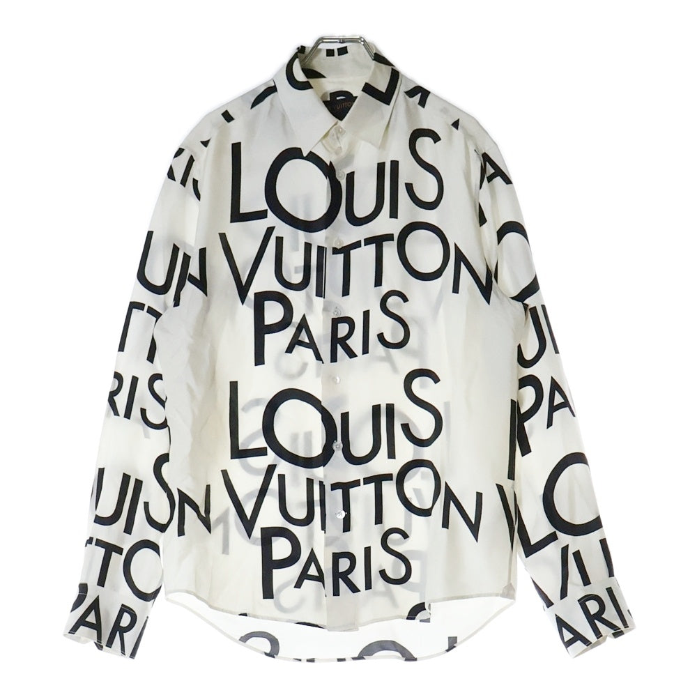 LOUIS VUITTON(ルイヴィトン) 19SS ロゴ総柄デザイン シルク長袖シャツ ホワイト RM191M JHR HGS08W