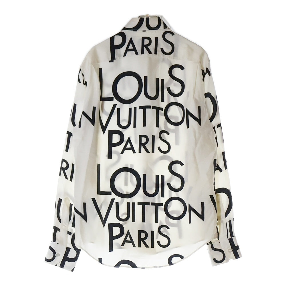 LOUIS VUITTON(ルイヴィトン) 19SS ロゴ総柄デザイン シルク長袖シャツ ホワイト RM191M JHR HGS08W