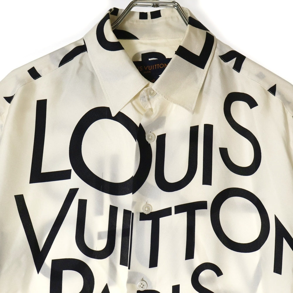 LOUIS VUITTON(ルイヴィトン) 19SS ロゴ総柄デザイン シルク長袖シャツ ホワイト RM191M JHR HGS08W