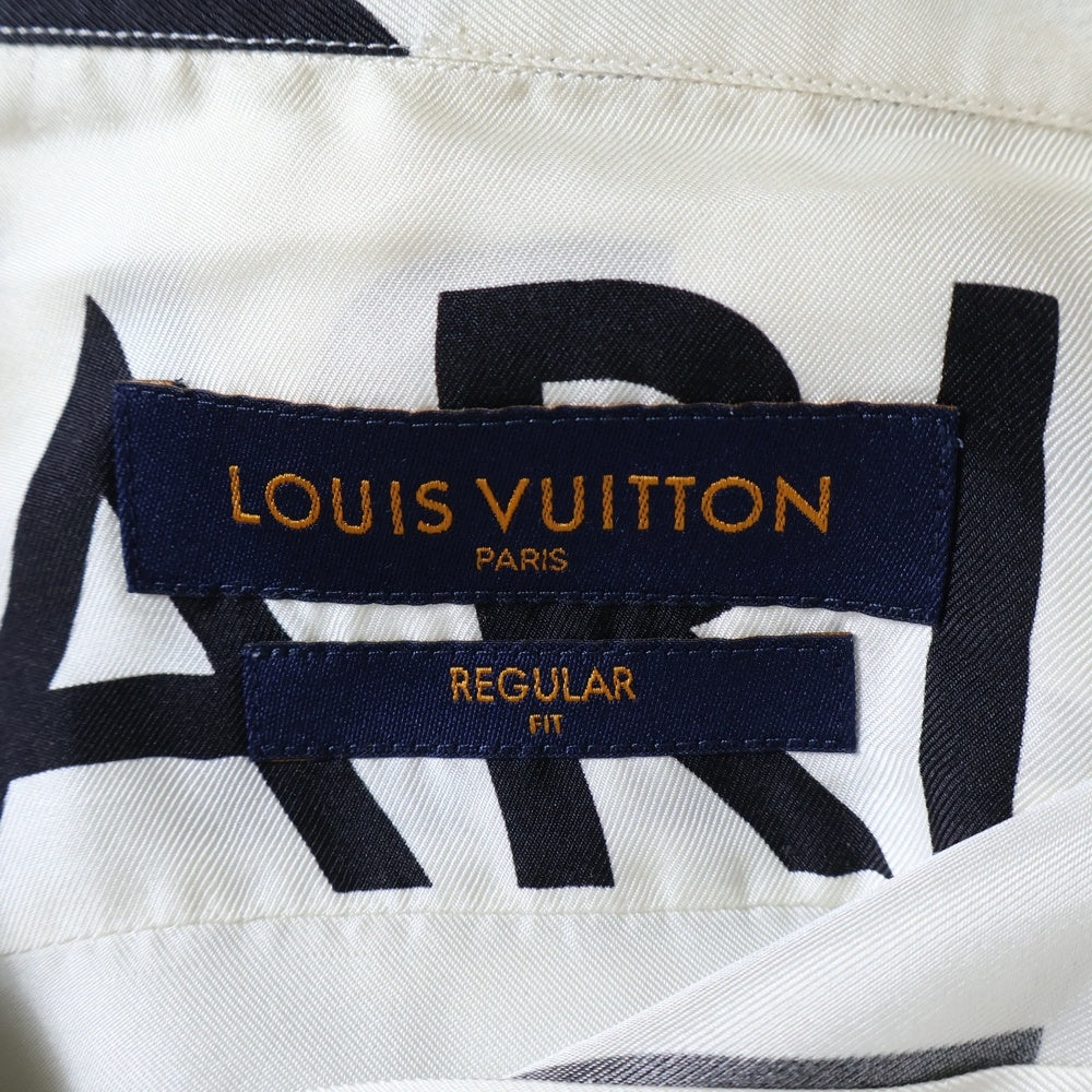 LOUIS VUITTON(ルイヴィトン) 19SS ロゴ総柄デザイン シルク長袖シャツ ホワイト RM191M JHR HGS08W