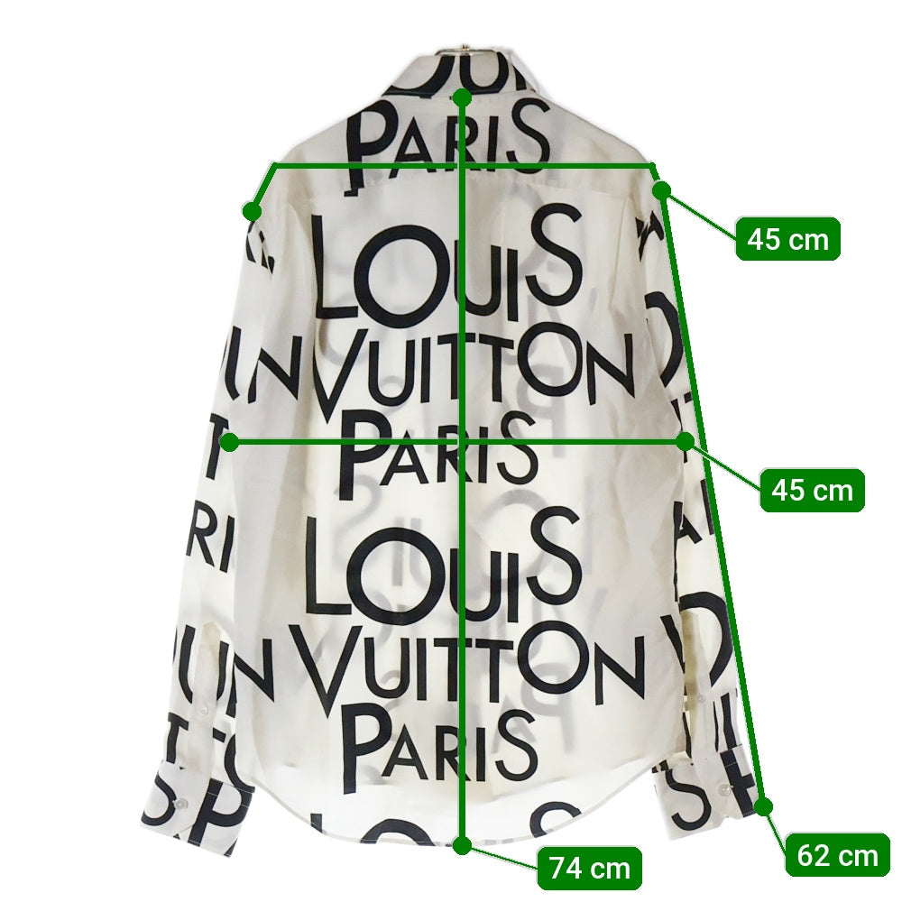 LOUIS VUITTON(ルイヴィトン) 19SS ロゴ総柄デザイン シルク長袖シャツ ホワイト RM191M JHR HGS08W
