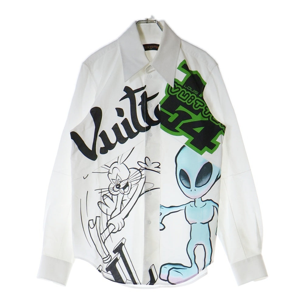 LOUIS VUITTON(ルイヴィトン) 22AW カートゥーンエイリアングラフィックプリント長袖シャツアンドタイ ホワイト RM222 H78 HNS99W