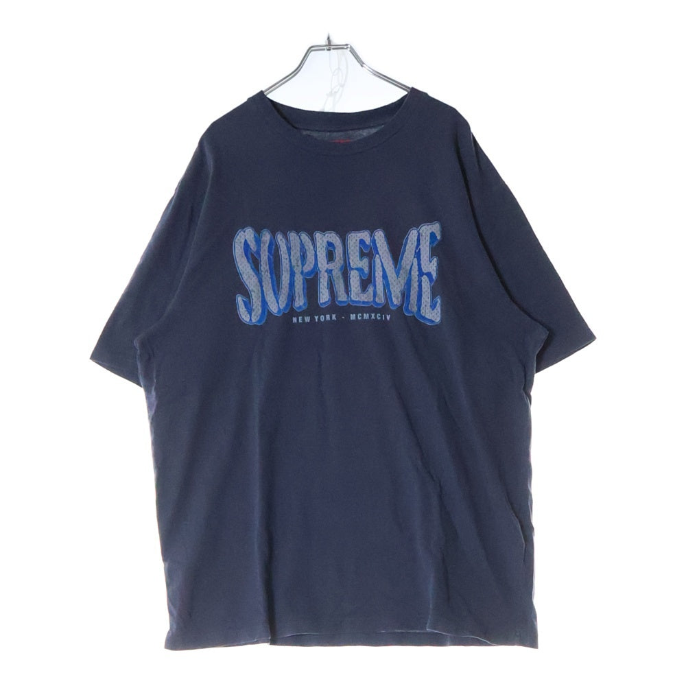 SUPREME(シュプリーム) 25SS Flocked Washed S/S Top フロック ウォッシュド加工 半袖Tシャツ ネイビー
