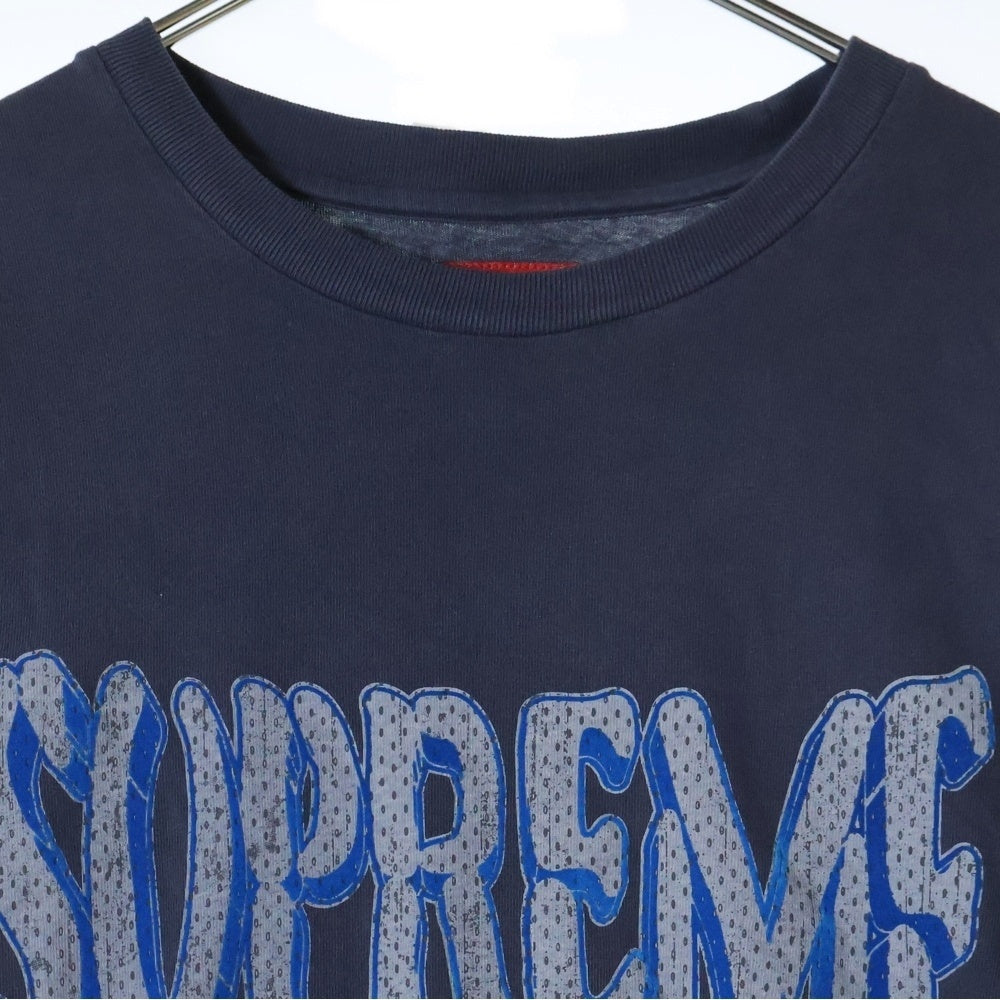 SUPREME(シュプリーム) 25SS Flocked Washed S/S Top フロック ウォッシュド加工 半袖Tシャツ ネイビー