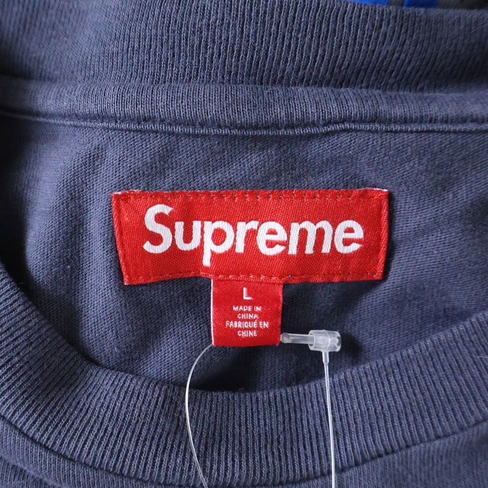 SUPREME(シュプリーム) 25SS Flocked Washed S/S Top フロック ウォッシュド加工 半袖Tシャツ ネイビー