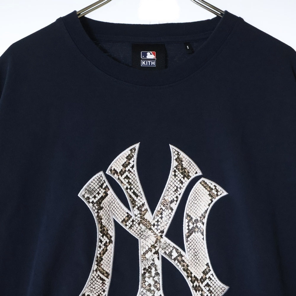 KITH(キス) 20AW ×Yankees Snake Logo L/S Tee ヤンキース スネークスキンロゴ 長袖Tシャツ ロンT ネイビー KH3708