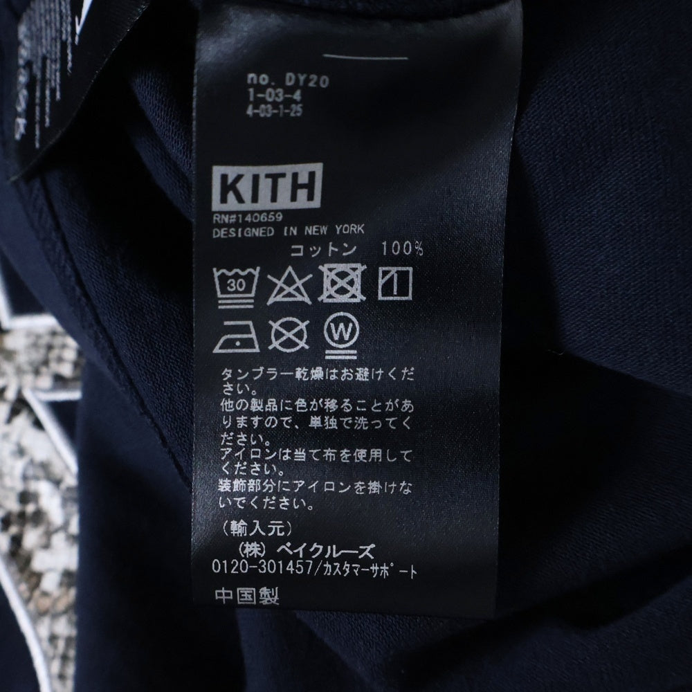 KITH(キス) 20AW ×Yankees Snake Logo L/S Tee ヤンキース スネークスキンロゴ 長袖Tシャツ ロンT ネイビー KH3708