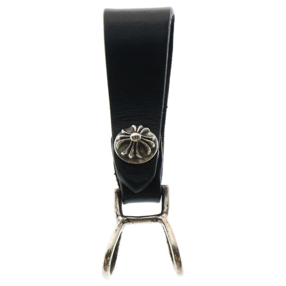 CHROME HEARTS(クロムハーツ) BELT LOOP クロスボールボタンレザーベルトループ シルバー/ブラック BCA397