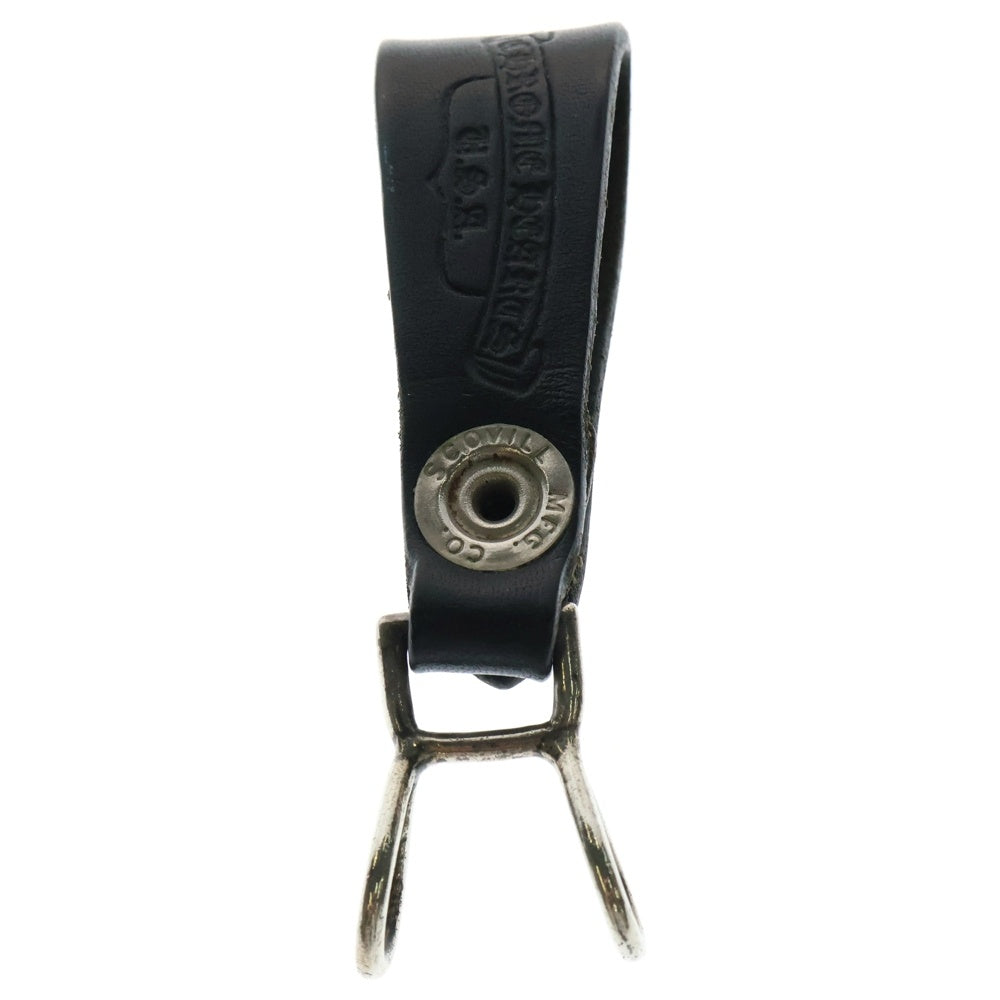 CHROME HEARTS(クロムハーツ) BELT LOOP クロスボールボタンレザーベルトループ シルバー/ブラック BCA397