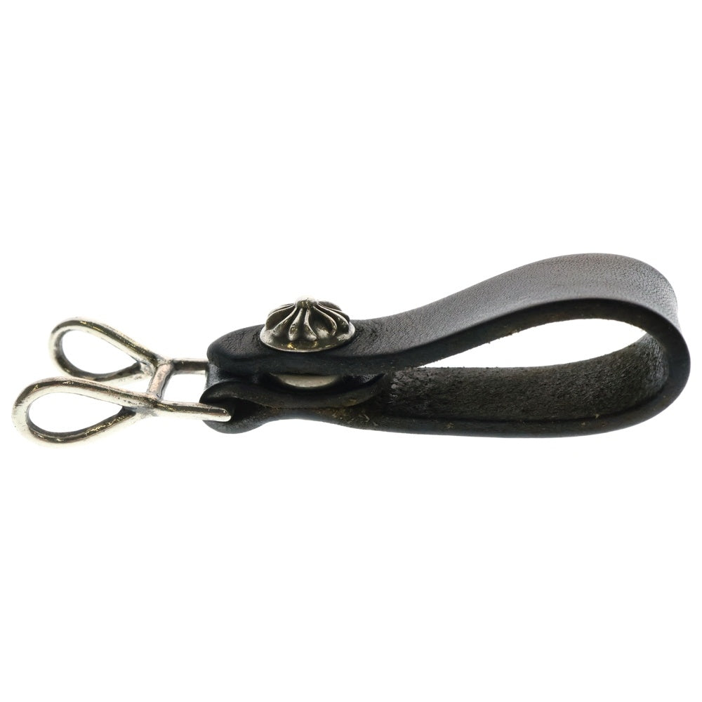 CHROME HEARTS(クロムハーツ) BELT LOOP クロスボールボタンレザーベルトループ シルバー/ブラック BCA397