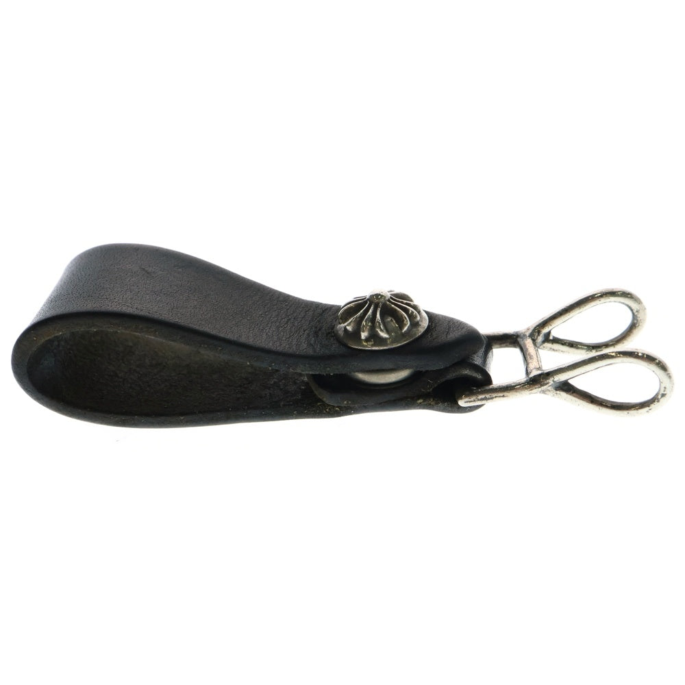 CHROME HEARTS(クロムハーツ) BELT LOOP クロスボールボタンレザーベルトループ シルバー/ブラック BCA397