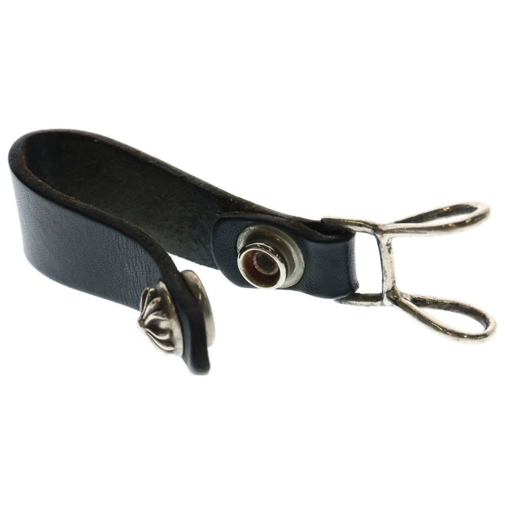 CHROME HEARTS(クロムハーツ) BELT LOOP クロスボールボタンレザーベルトループ シルバー/ブラック BCA397