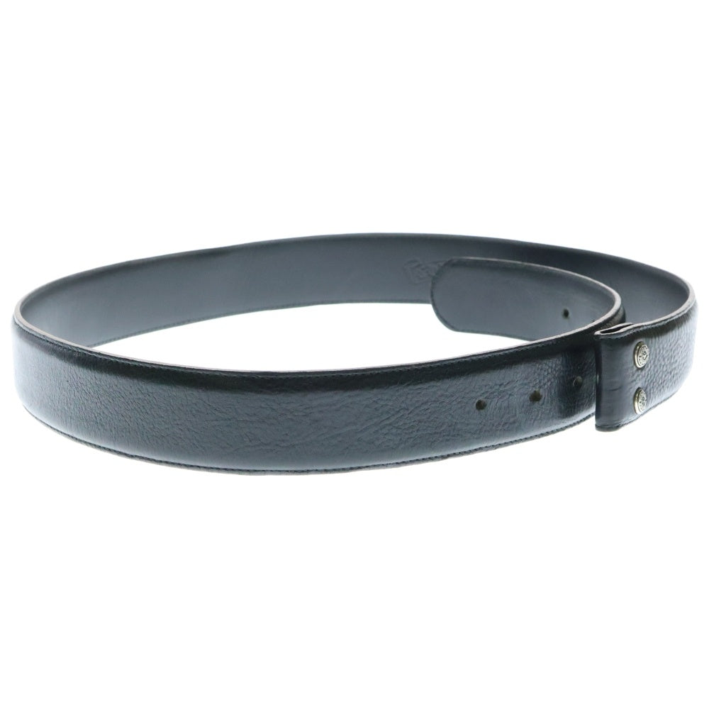 CHROME HEARTS(クロムハーツ) 1.5 STRAP 1.5inchスクロールレーベルリベッツ レザーベルト ブラック