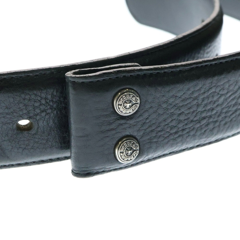 CHROME HEARTS(クロムハーツ) 1.5 STRAP 1.5inchスクロールレーベルリベッツ レザーベルト ブラック