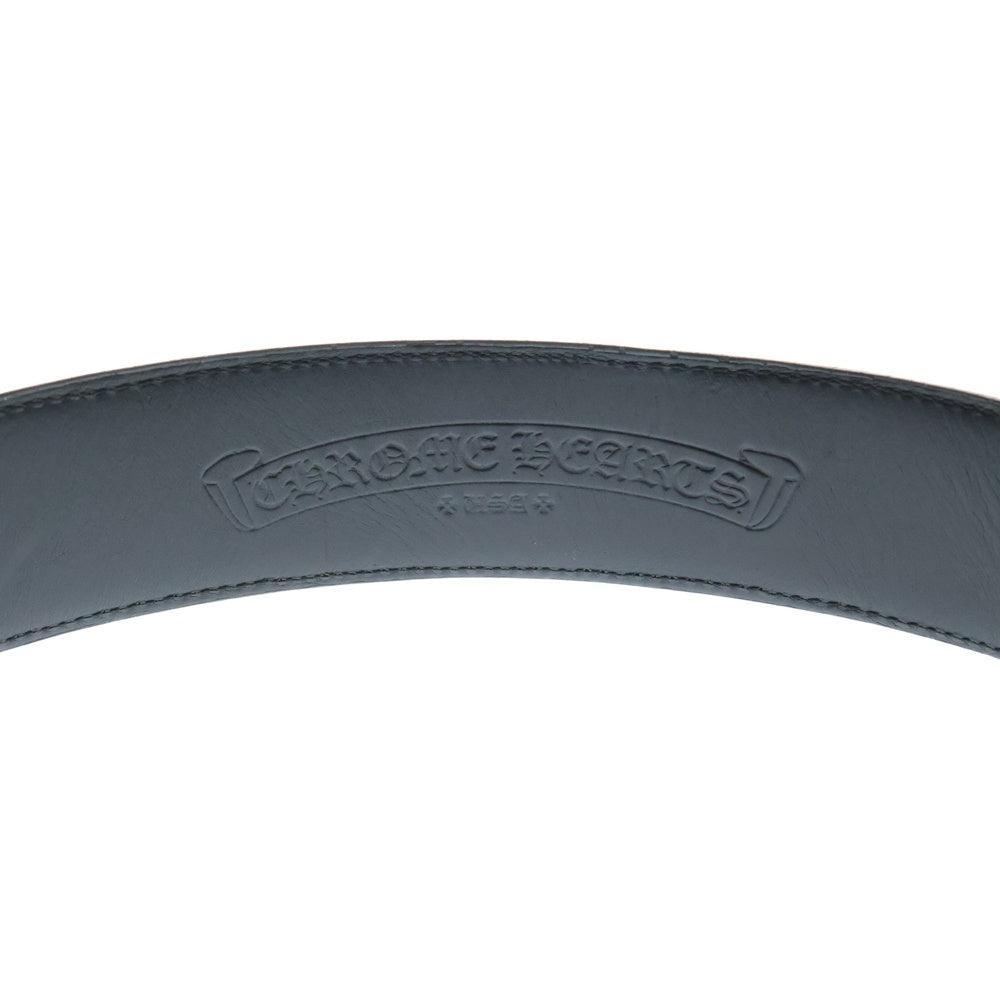 CHROME HEARTS(クロムハーツ) 1.5 STRAP 1.5inchスクロールレーベルリベッツ レザーベルト ブラック