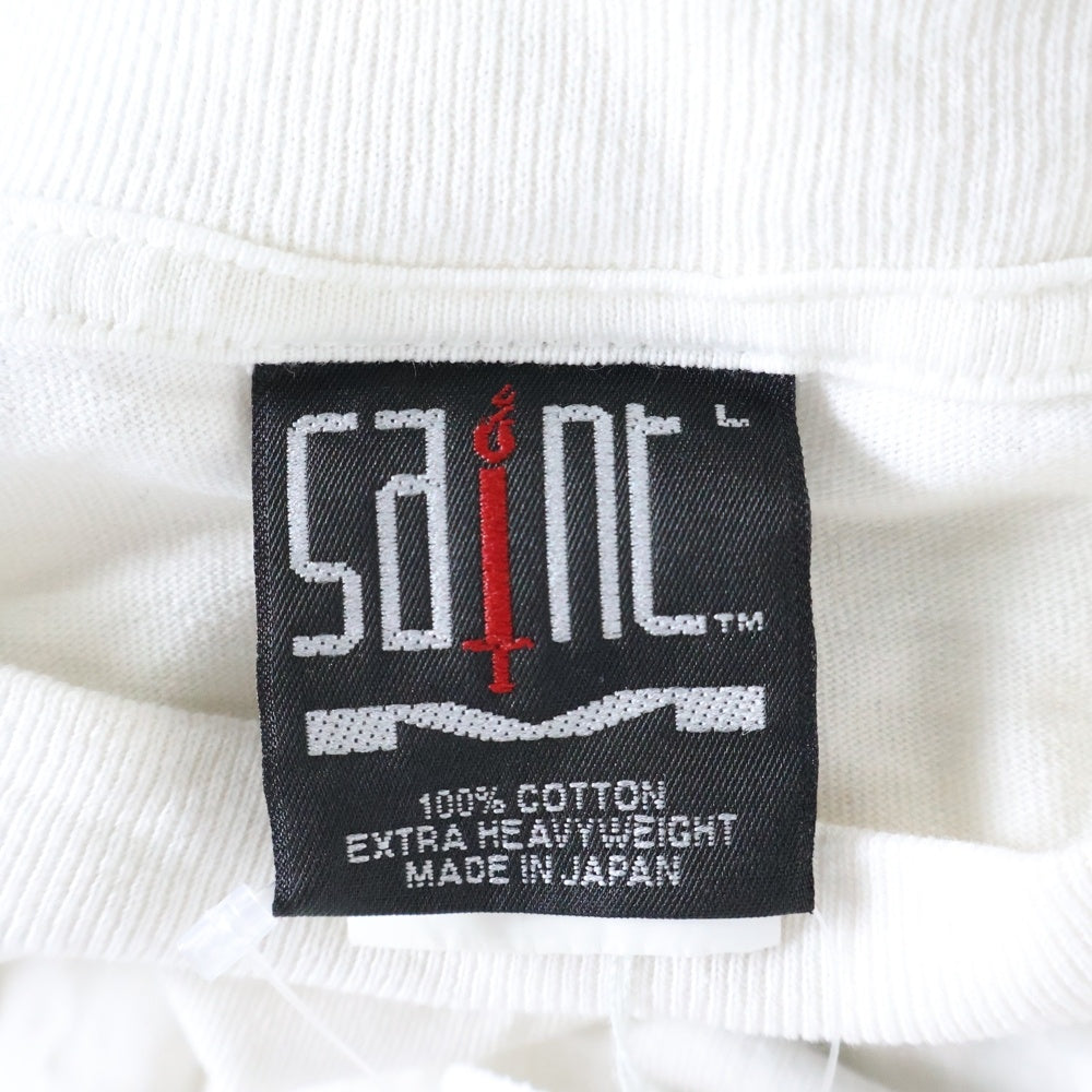 SAINT MICHAEL(セントマイケル) 24AW VANITY S/S T-SHIRT ヴァニティショートスリーブTシャツ ロゴプリント半袖Tシャツ SM-YS-1-0000-006 ホワイト