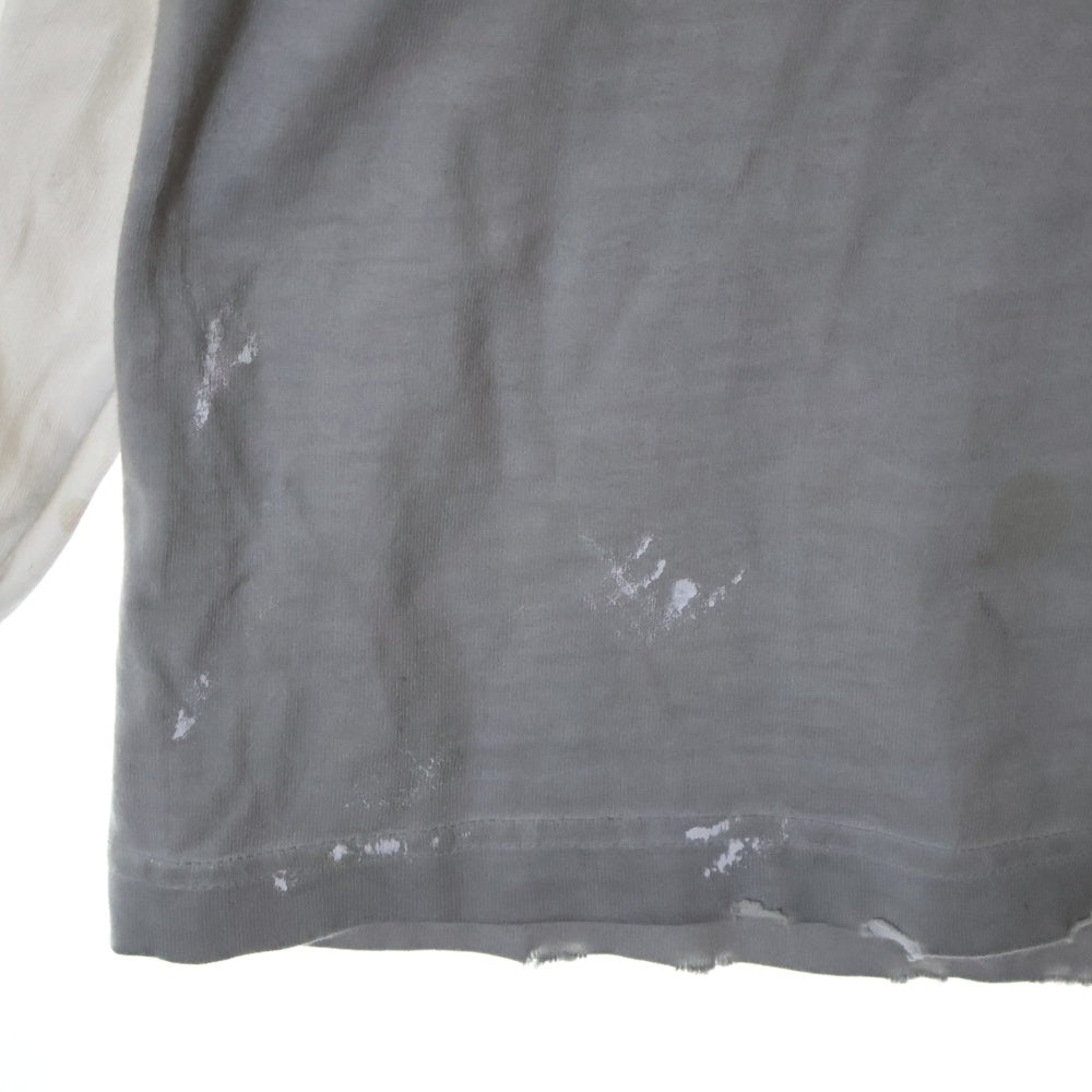 BALENCIAGA(バレンシアガ) メタルロゴプリント ドッキング 長袖Tシャツ ロンT カットソー グレー 689089 TMV88