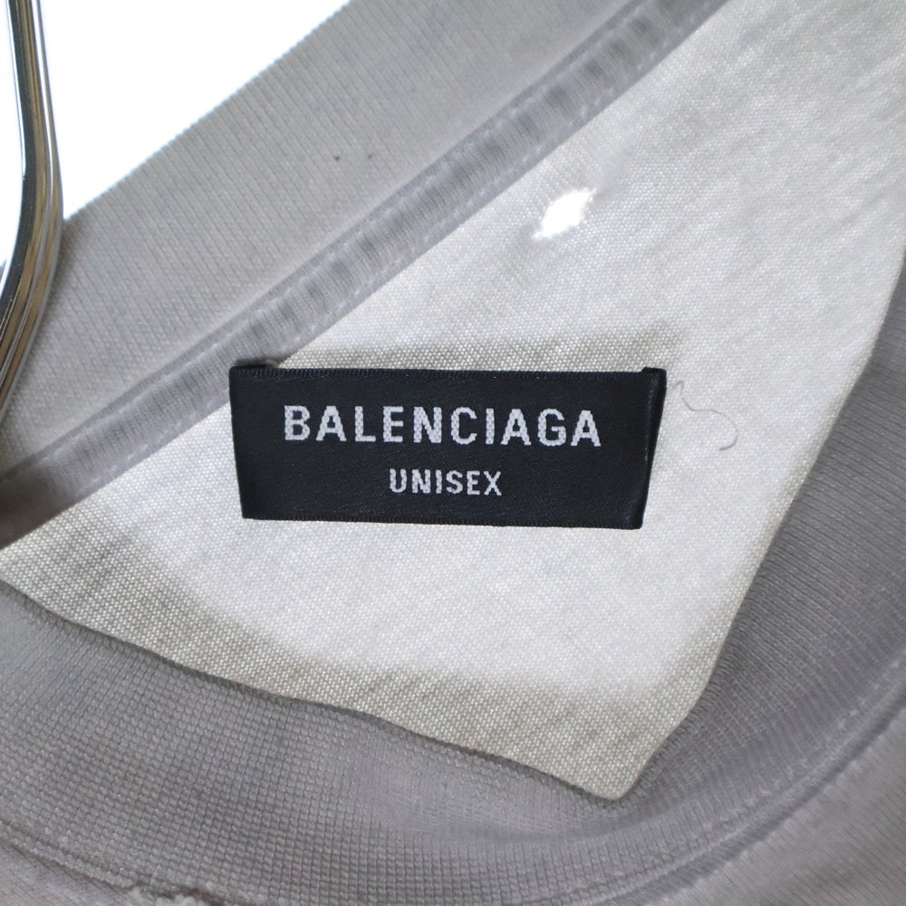 BALENCIAGA(バレンシアガ) メタルロゴプリント ドッキング 長袖Tシャツ ロンT カットソー グレー 689089 TMV88
