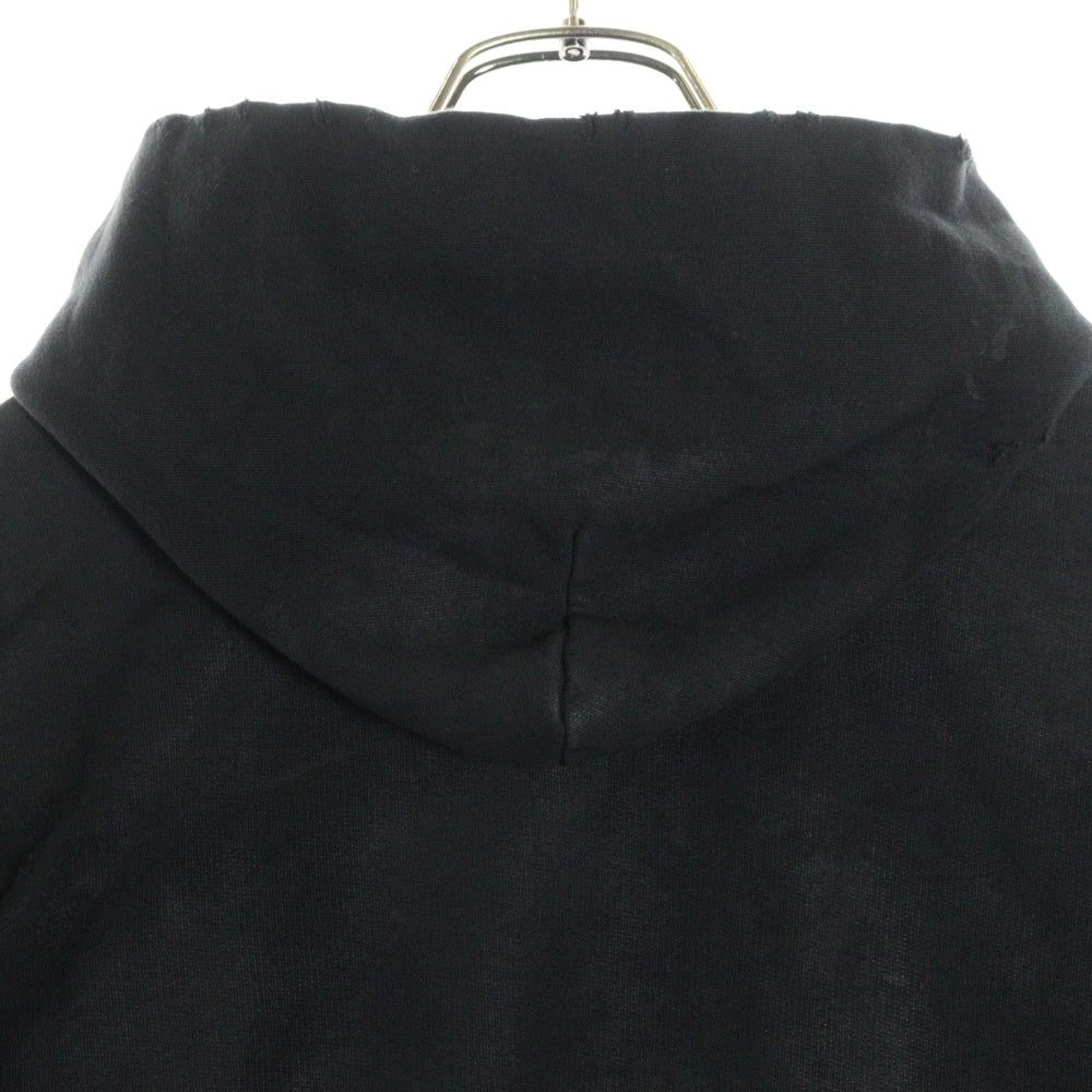 BALENCIAGA(バレンシアガ) 23SS SKATER HOODIE クラッシュダスト加工 ワッペン スウェット プルオーバーパーカー ブラック 739024 T0VN3
