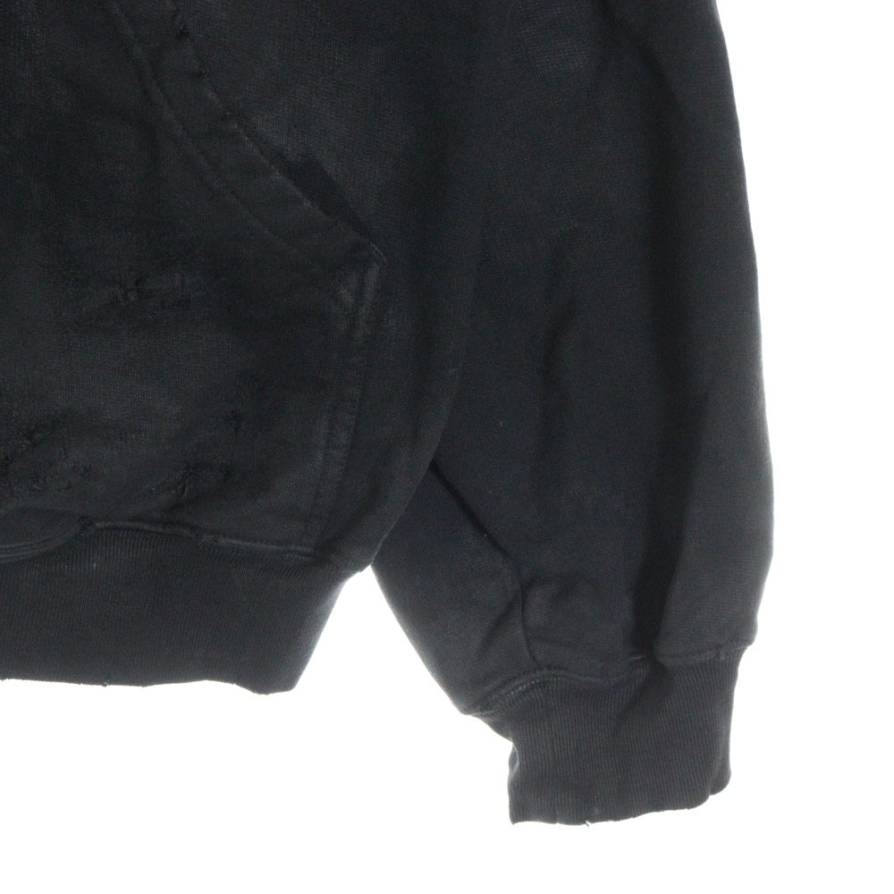 BALENCIAGA(バレンシアガ) 23SS SKATER HOODIE クラッシュダスト加工 ワッペン スウェット プルオーバーパーカー ブラック 739024 T0VN3