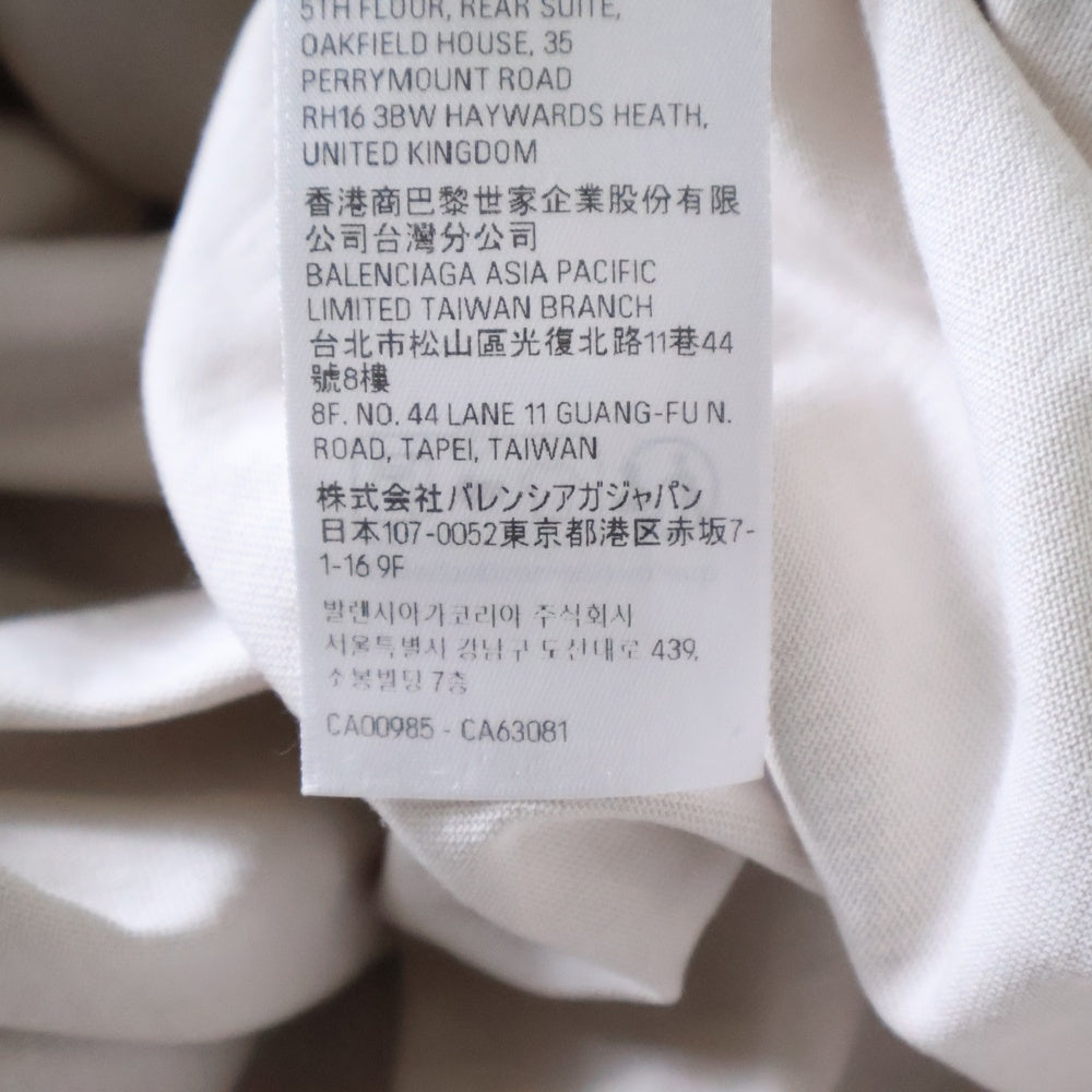 BALENCIAGA(バレンシアガ) 23SS TAPE MEDIUM FIT T-SHIRT ミディアムフィット ダメージ加工 テープロゴ クルーネック 半袖Tシャツ カットソー ホワイト 739784 TQVQ8