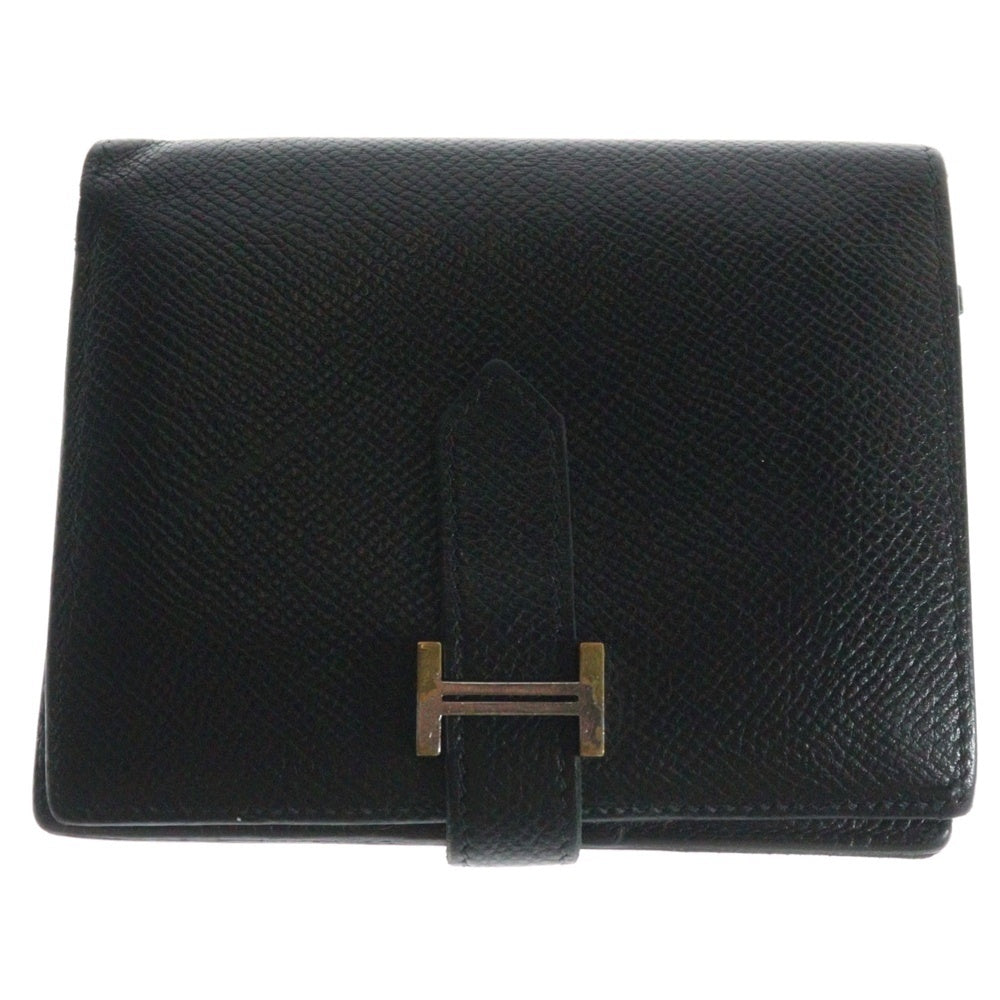 HERMES(エルメス) ベアンコンパクト レザーウォレット 財布 Z刻印 ブラック