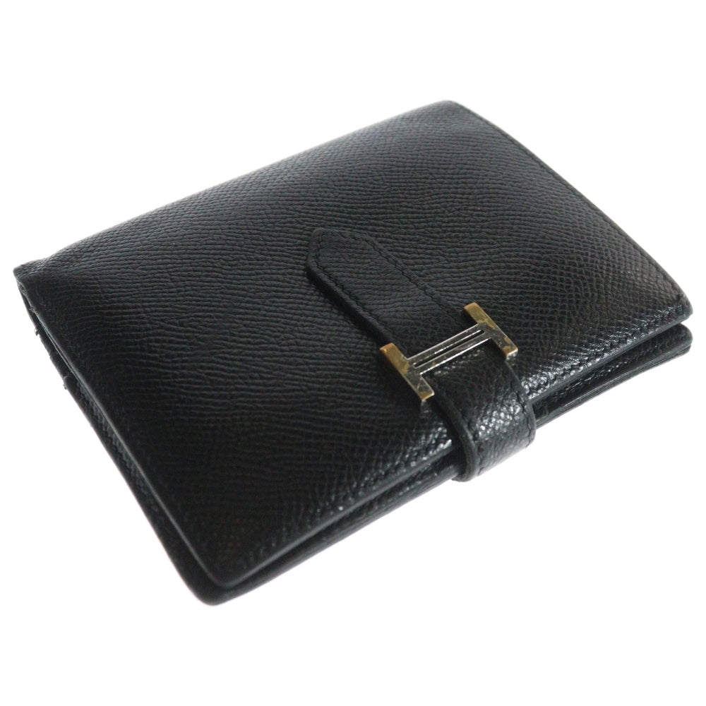 HERMES(エルメス) ベアンコンパクト レザーウォレット 財布 Z刻印 ブラック