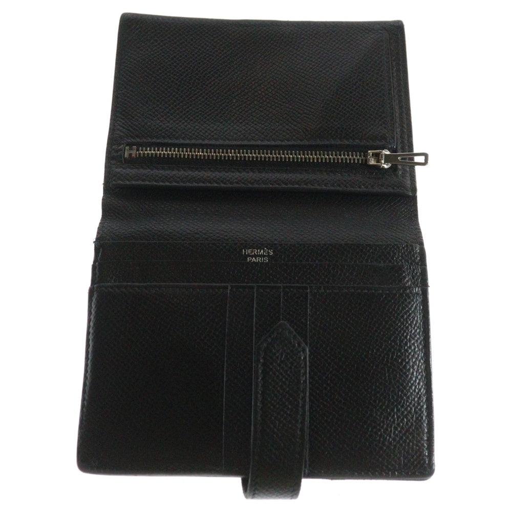 HERMES(エルメス) ベアンコンパクト レザーウォレット 財布 Z刻印 ブラック