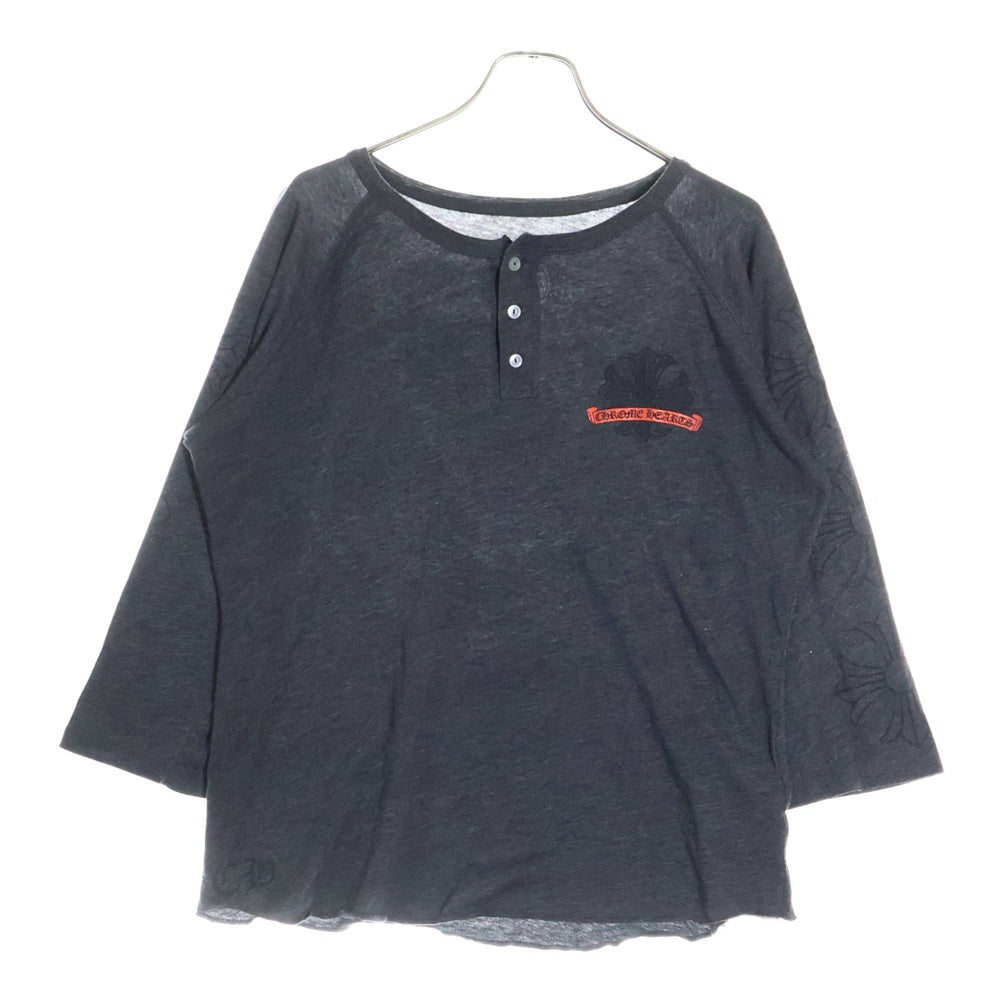 CHROME HEARTS(クロムハーツ) CH HENRY T-SHIRT バックホースシュープリント ヘンリーネック七分丈Tシャツ グレー