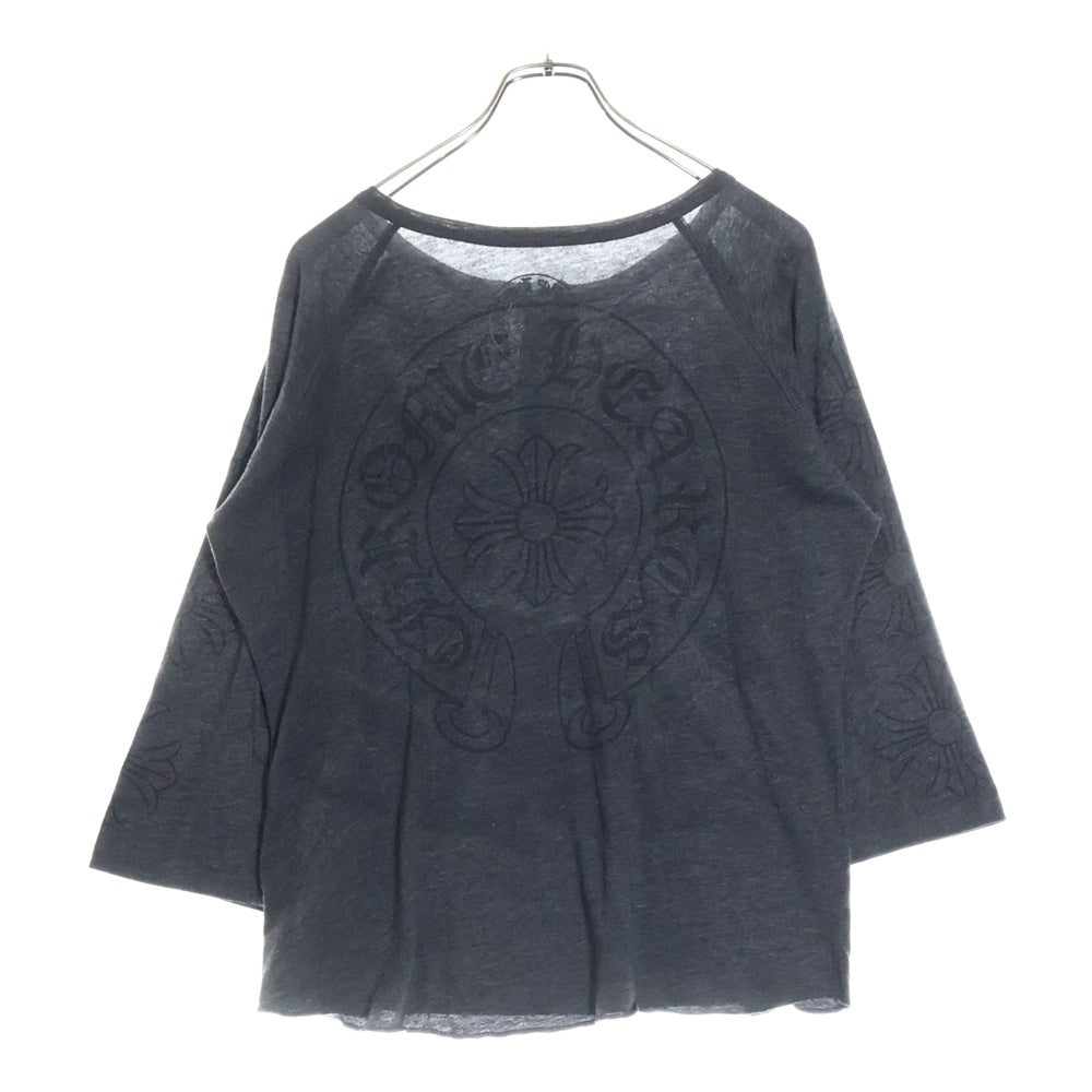 CHROME HEARTS(クロムハーツ) CH HENRY T-SHIRT バックホースシュープリント ヘンリーネック七分丈Tシャツ グレー