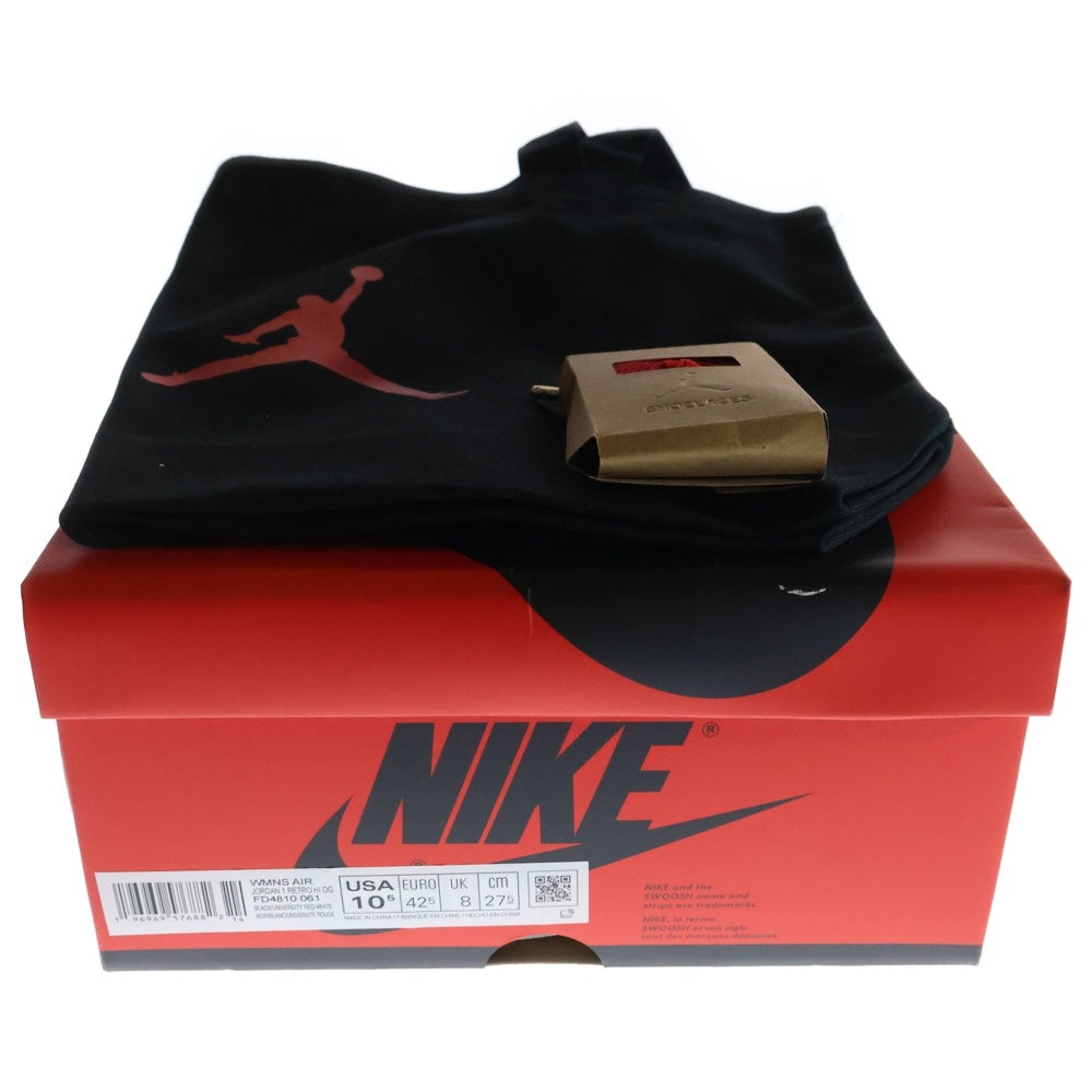 NIKE(ナイキ) WMNS AIR JORDAN1 RETRO HIGH OG エアジョーダン1 サテンブレッド ハイカットスニーカー レッド US10.5/27.5cm FD4810-061