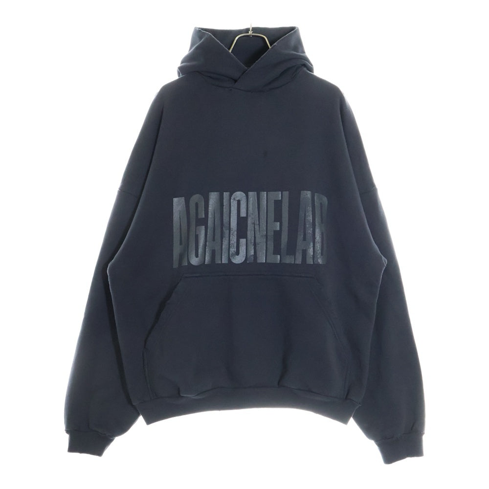 BALENCIAGA(バレンシアガ) Large Fit Hoodie ダメージ加工 プルオーバースウェットパーカー フーディー ブラック 803265 TRVA2