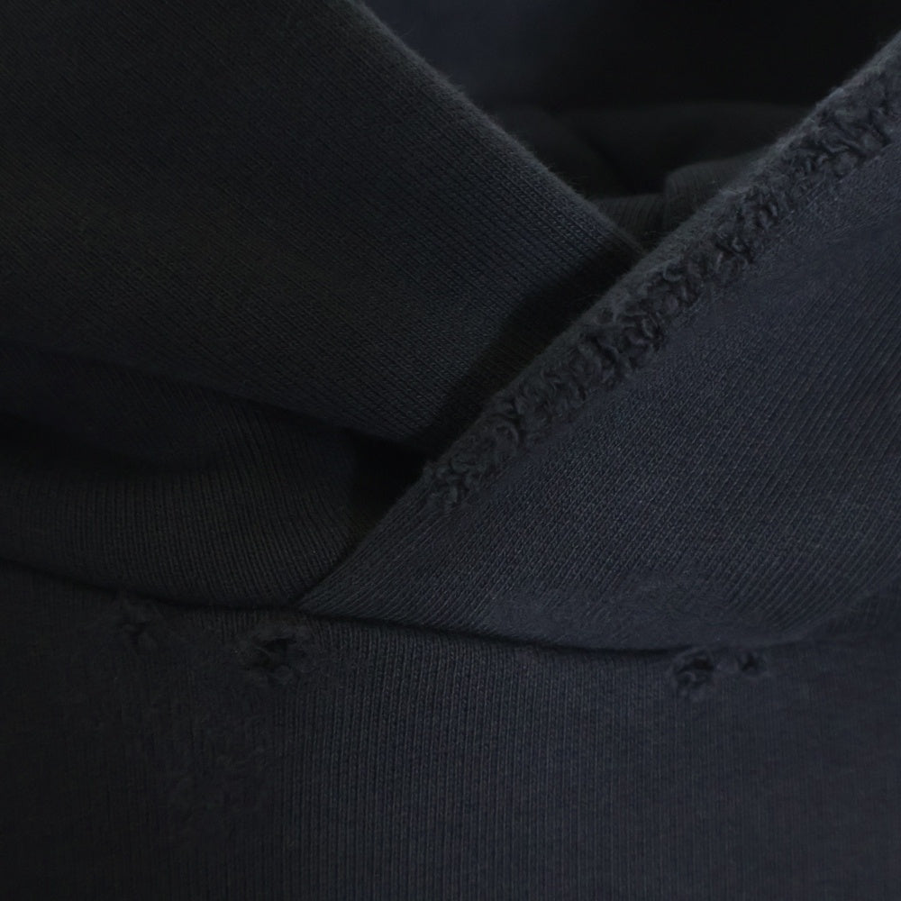 BALENCIAGA(バレンシアガ) Large Fit Hoodie ダメージ加工 プルオーバースウェットパーカー フーディー ブラック 803265 TRVA2