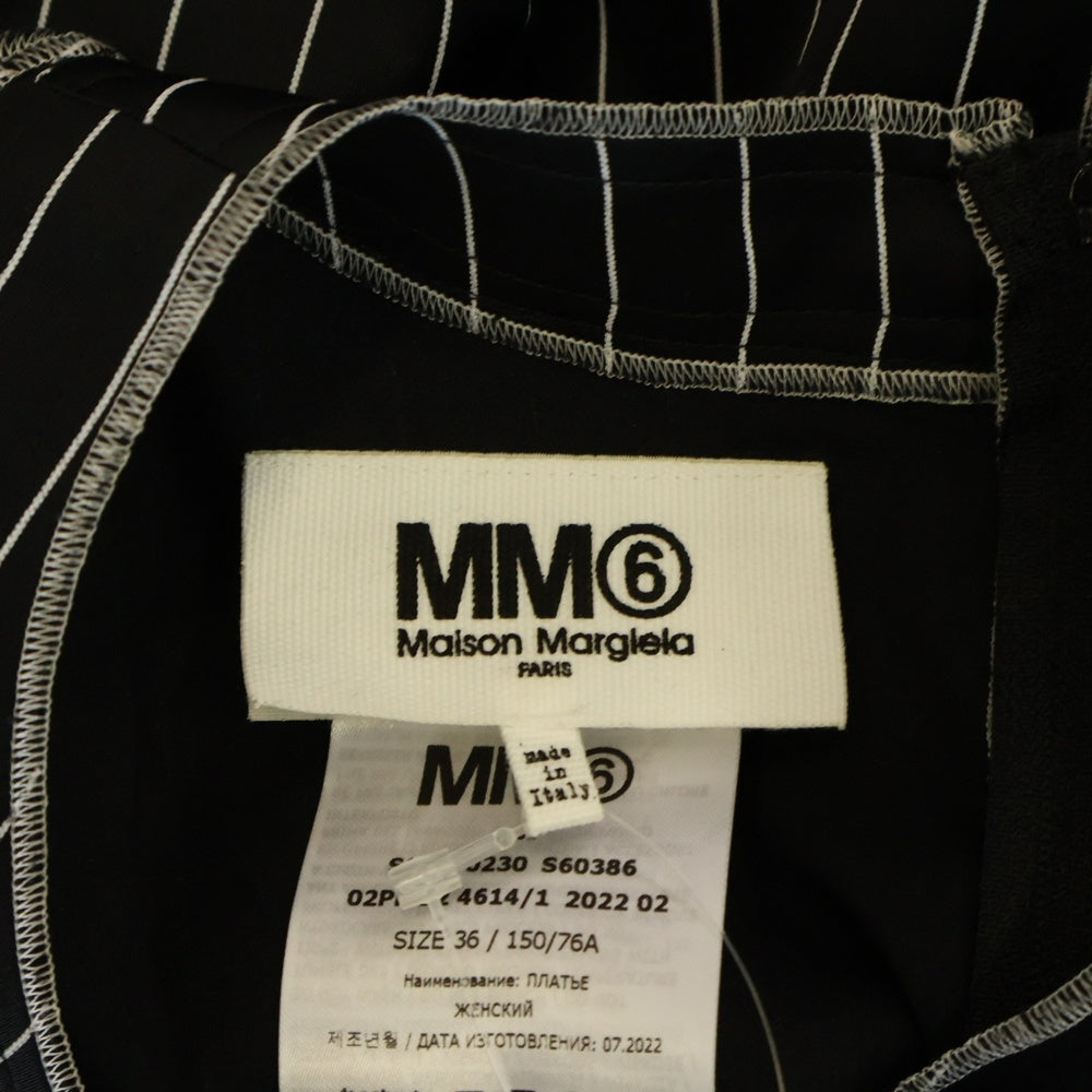 MM6 Maison Margiela(エムエムシックスメゾンマルジェラ) 22AW ピンストライプペンシルロングワンピース ブラック レディース S62CT0230 S60386