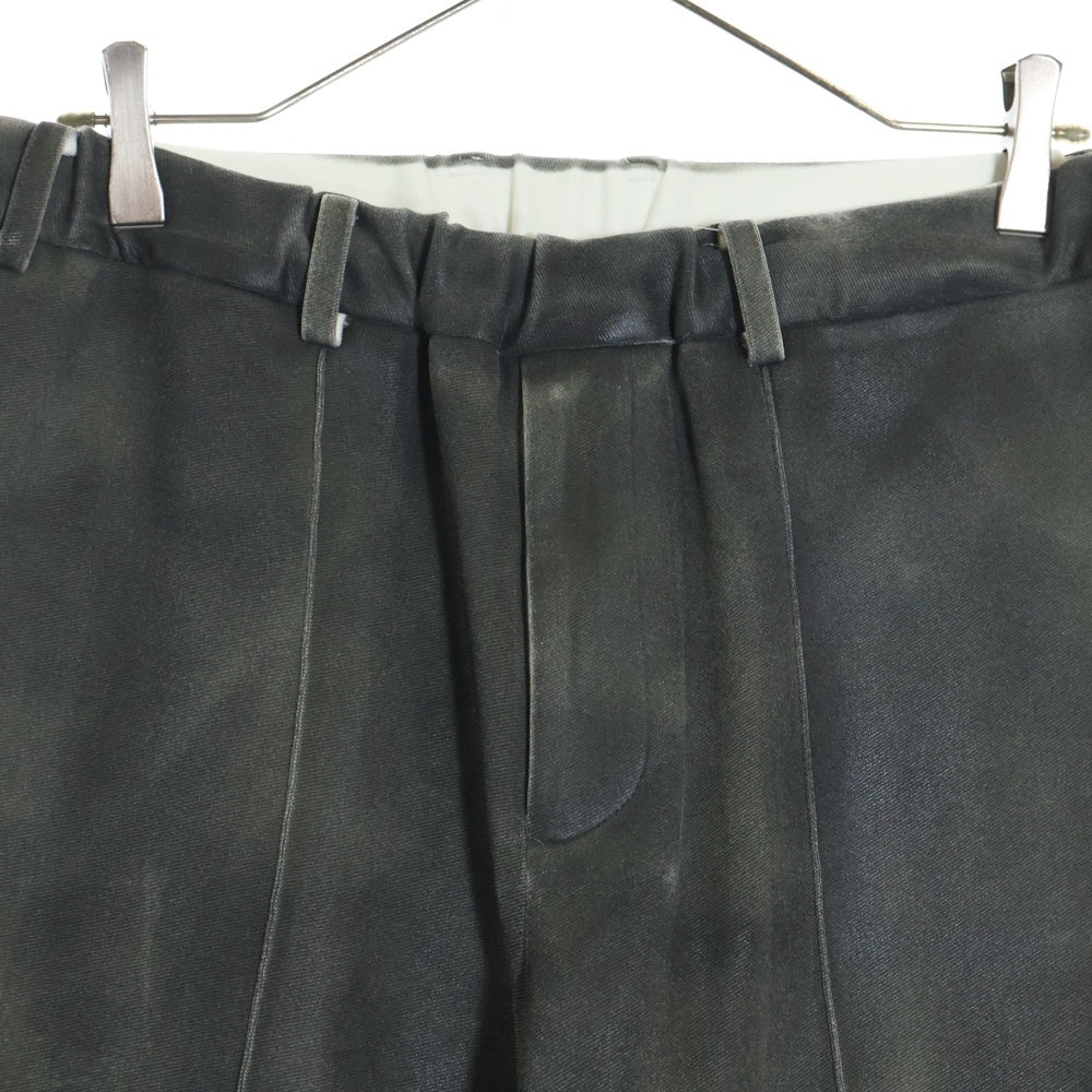 TAAKK(ターク) 22SS LEATHER COATING JERSEY TRACK PANTS レザーコーティング トラックパンツ ブラック TA22SS-PT055