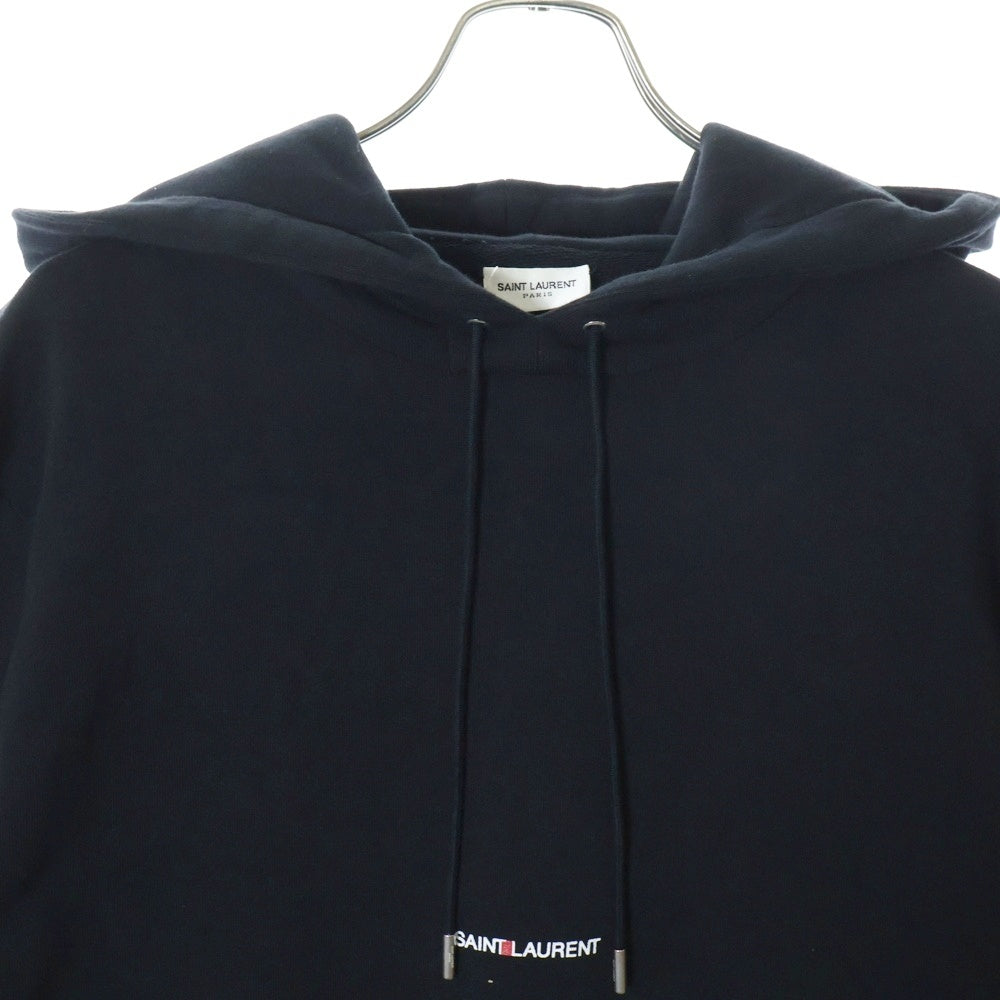 SAINT LAURENT PARIS(サンローランパリ) シグニチャー クロップ プルオーバーパーカー スウェット ブラック 464581
