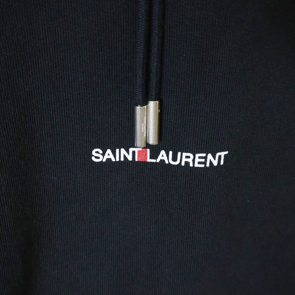 SAINT LAURENT PARIS(サンローランパリ) シグニチャー クロップ プルオーバーパーカー スウェット ブラック 464581