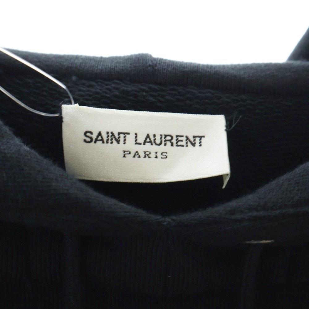 SAINT LAURENT PARIS(サンローランパリ) シグニチャー クロップ プルオーバーパーカー スウェット ブラック 464581