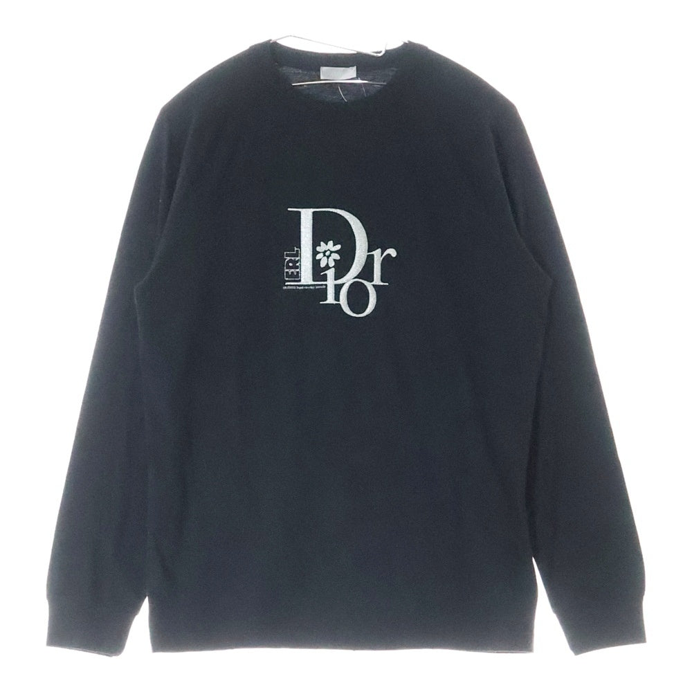 DIOR(ディオール) 23SS ×ERL イーアールエル ロゴ刺繍ロングスリーブTシャツ 長袖カットソー ブラック 313J643A0753