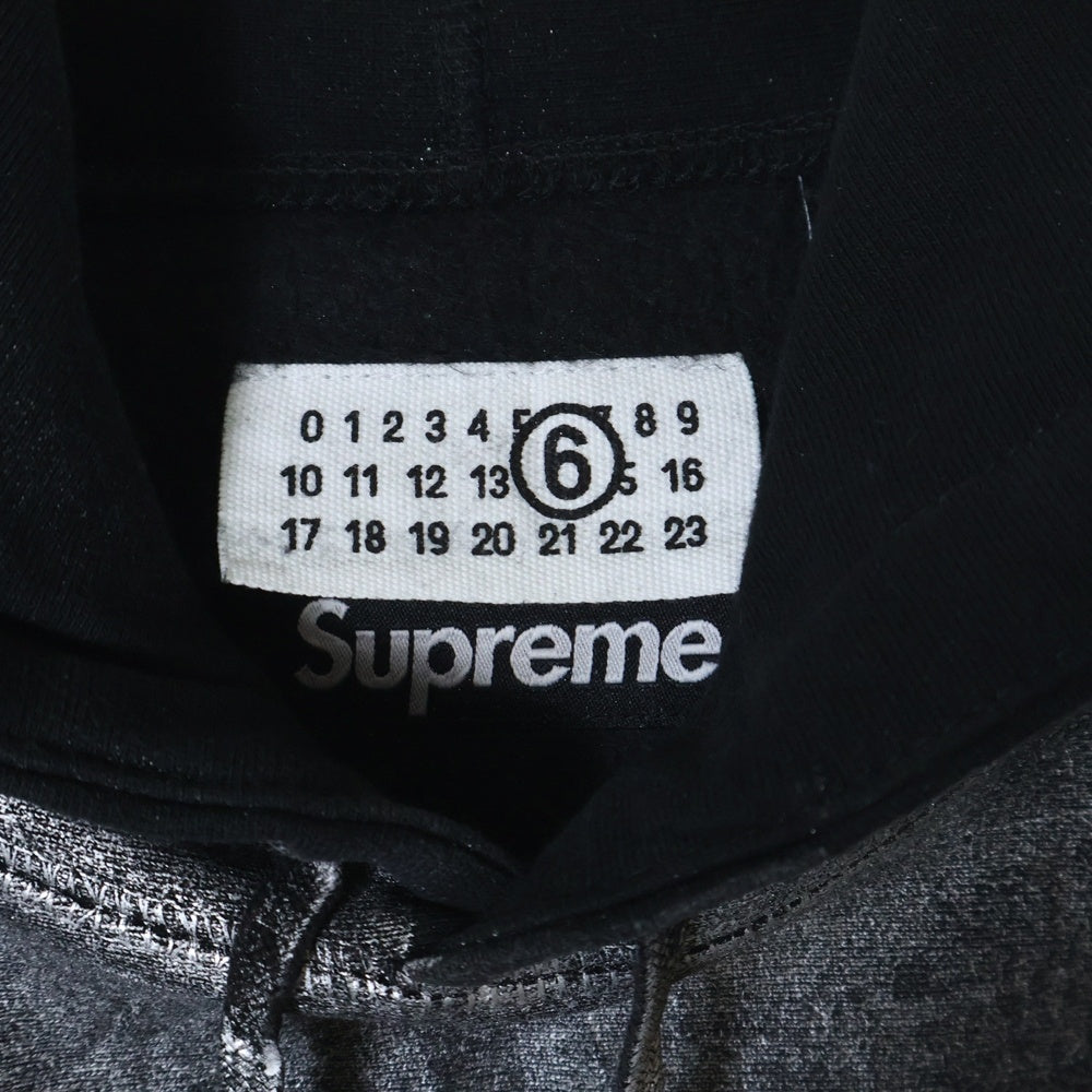 SUPREME(シュプリーム) 24SS ×MM6 Maison Margiela Foil Box Logo Hooded Sweatshirt メゾンマルジェラ ボックスロゴ プルオーバースウェットパーカー フーディー グレー