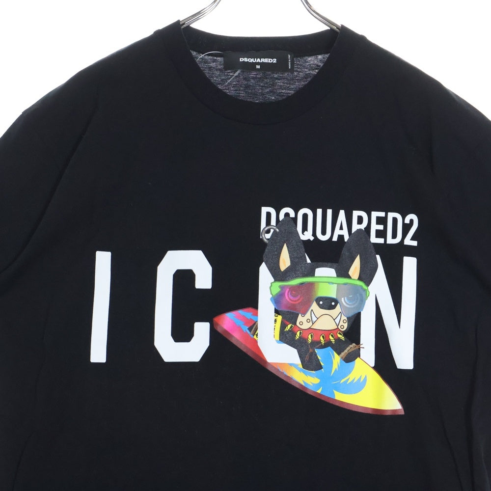 DSQUARED2(ディースクエアード) 23SS ICON T-SHIRT フロントプリント 半袖Tシャツ カットソー ブラック S79GC0064
