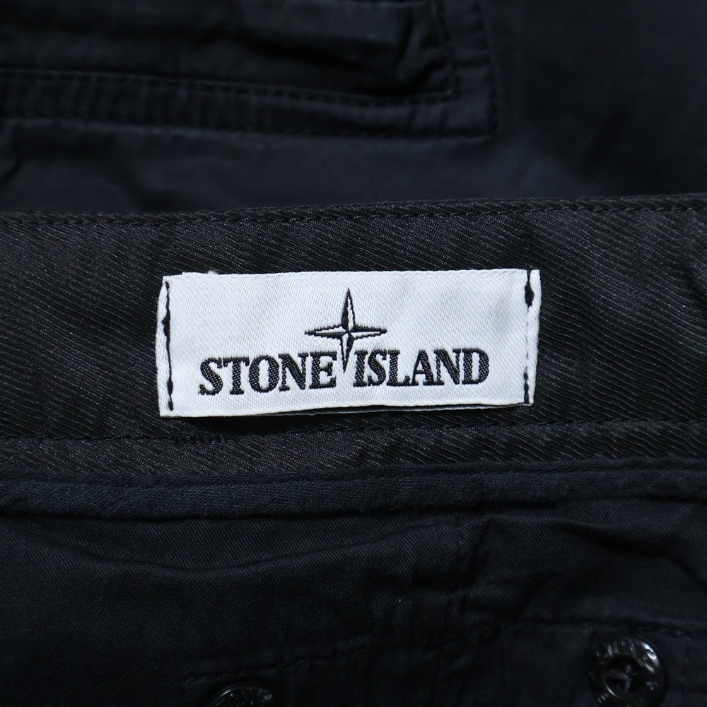 STONE ISLAND(ストーンアイランド) Cargo Pants ロゴワッペン ウォッシュド加工 カーゴパンツ ブラック 741532119