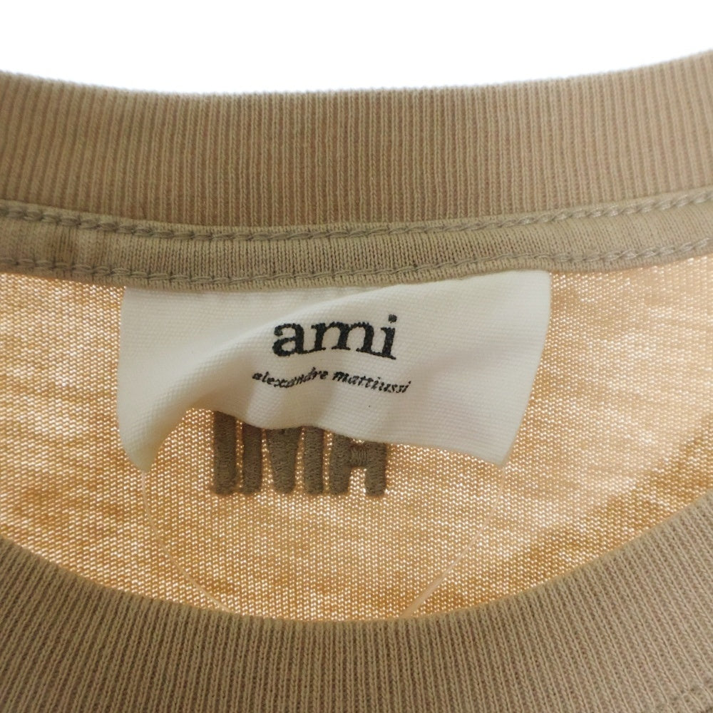 AMI Alexandre Mattiussi(アミアレクサンドルマテュッシ) T-Shirt ロゴ刺繍半袖Tシャツ ベージュ A21HJ128.726