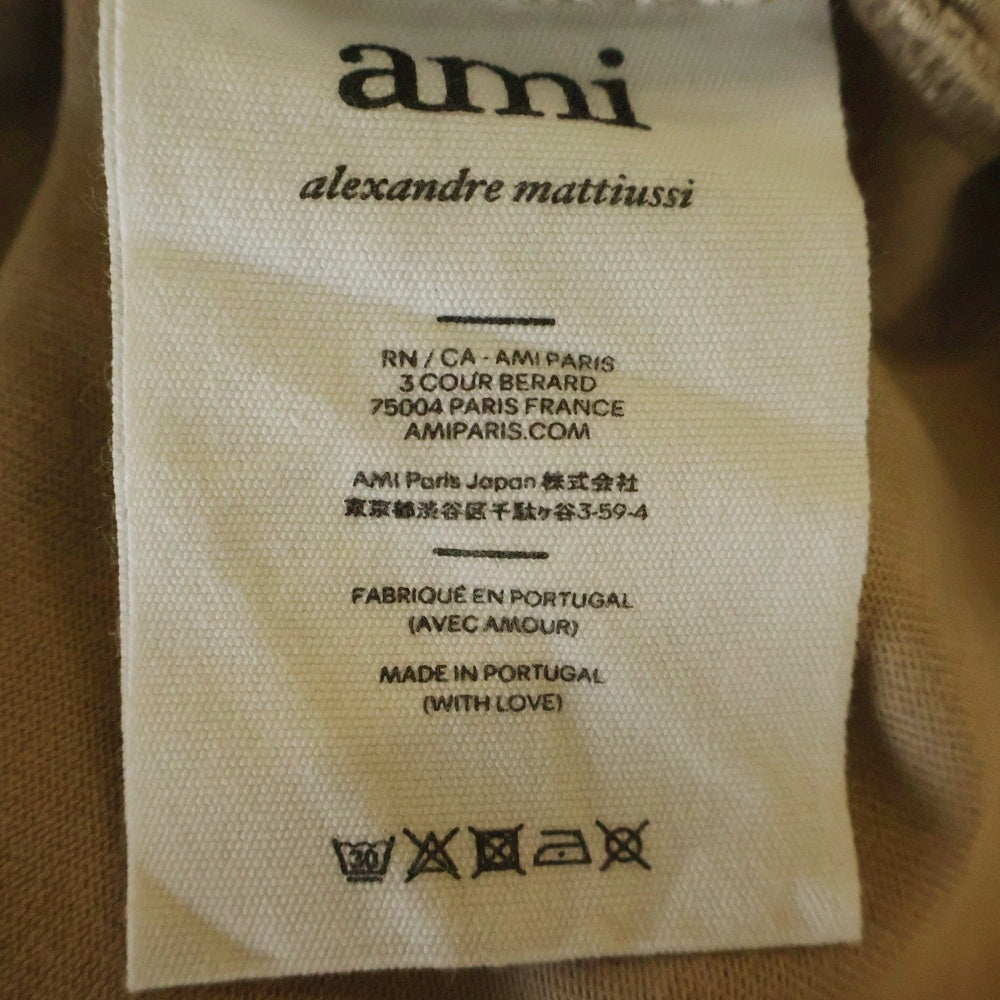 AMI Alexandre Mattiussi(アミアレクサンドルマテュッシ) T-Shirt ロゴ刺繍半袖Tシャツ ベージュ A21HJ128.726